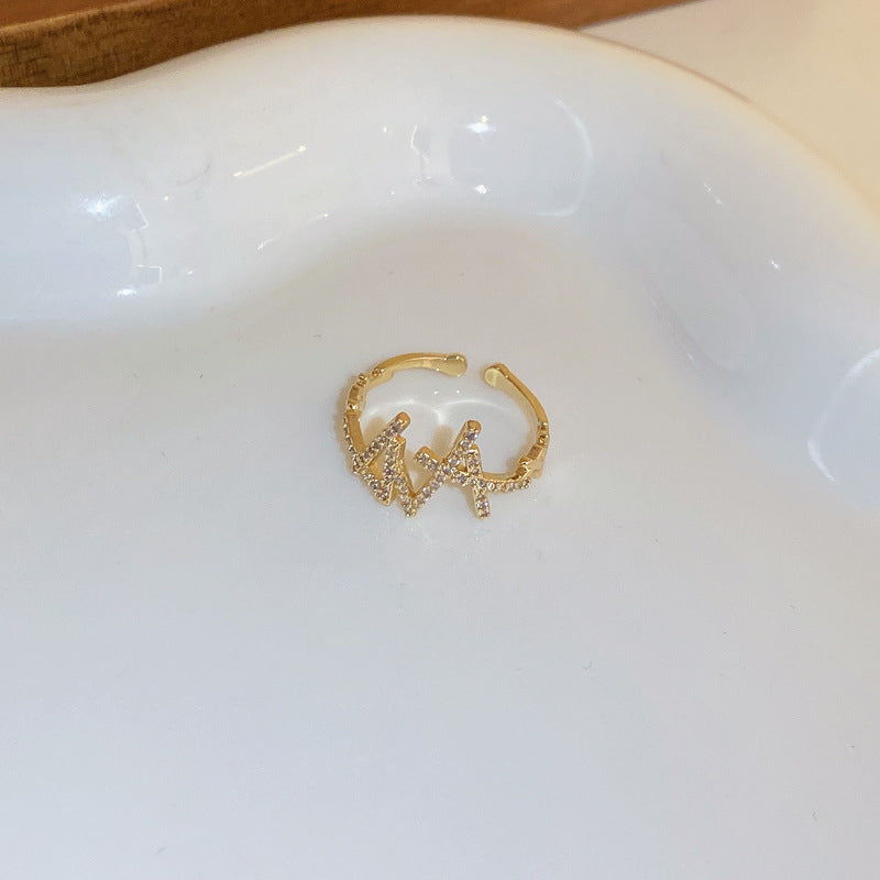 真金电镀锆石几何开口戒指欧美时尚新款食指戒小众高级感手饰批发