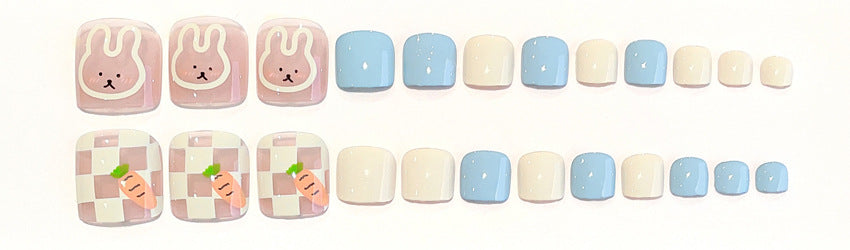 Fashion  nail Foot Nail Tip Nail Patch Finished Manicure Rabbit Wear Nail Removable Nail Tips Nail Tip Finished Product Wholesale J5