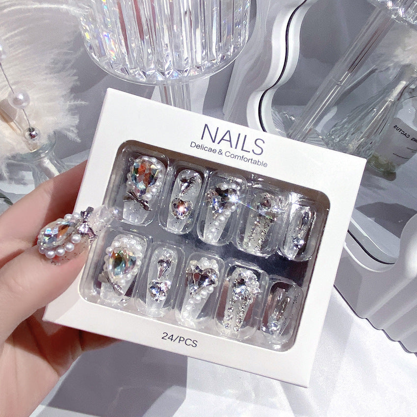 Fashion  nail Handmade Manicure Wear Nail Ins Advanced Pure Desire Wind Rhinestone Nail Patch Wear Nail Diamond Nail Stickers U9