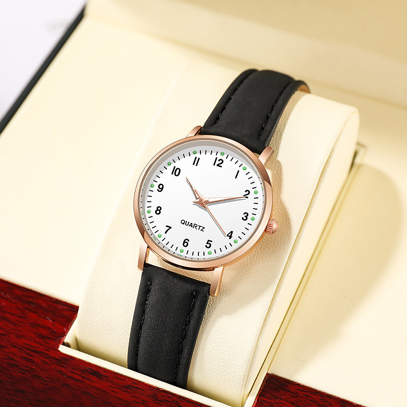 Fashion women's watchNew Simple Digital Men's and Women's Luminous Watch Small Fresh Matte Leather Casual Watch Women's Quartz Watch