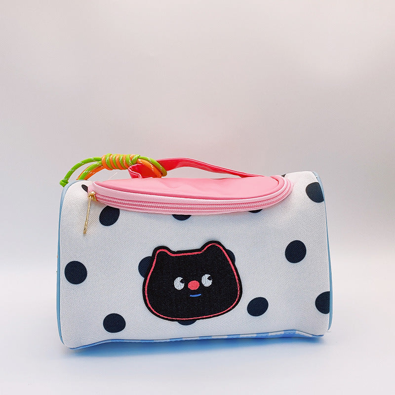 Dopamine Bag Free shipping Tattoo Peach Girl Polka Dot Plaid Dopamine Large Portable Cosmetic Bag Storage Bag Travel Bag HD9427A05