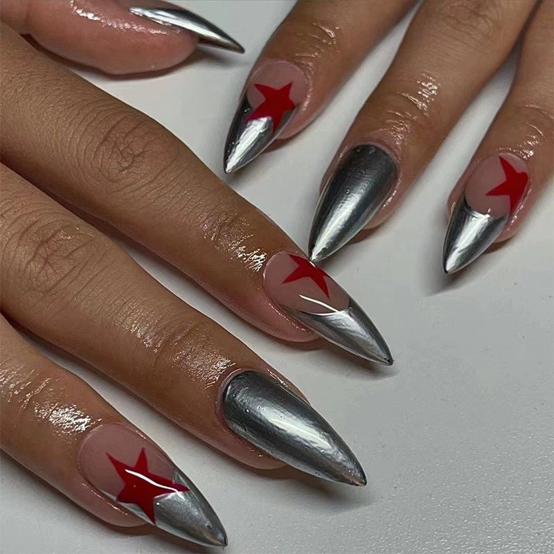 (Hand-made nail) super long hot girl wears nail chips, glitter nail patches, fake nail stickers, and finished products, sexy and exaggerated, European and American style wearables