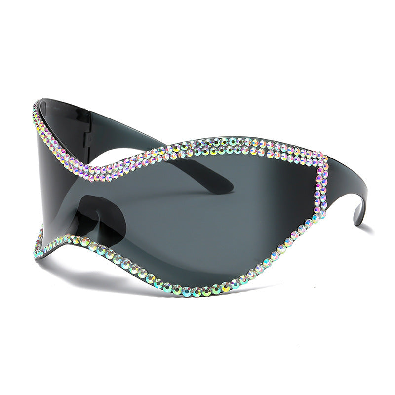 Women's fashion glasses 新款亮片抖音款女太阳镜潮小红书眼镜抄螺丝跨境旅游休闲墨镜