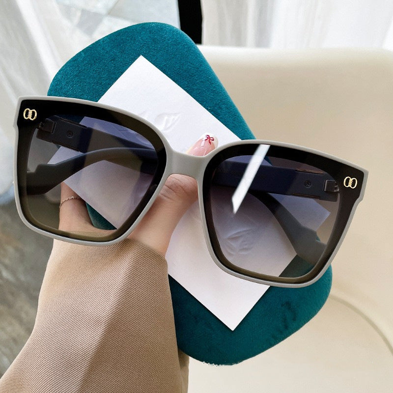2024 New Light Luxury Small Fragrance Style Women's Large Frame Sunglasses Small Red Book Fashion Trend Travel Driving Street Photo Sunglasses