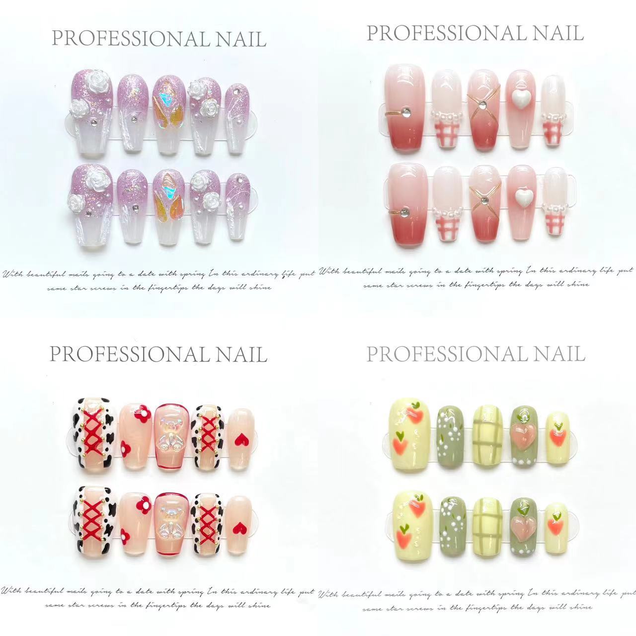 (reusable nail)"Hand-made real shot" blue mine cat's eye hand-worn nail stickers long white advanced detachable.