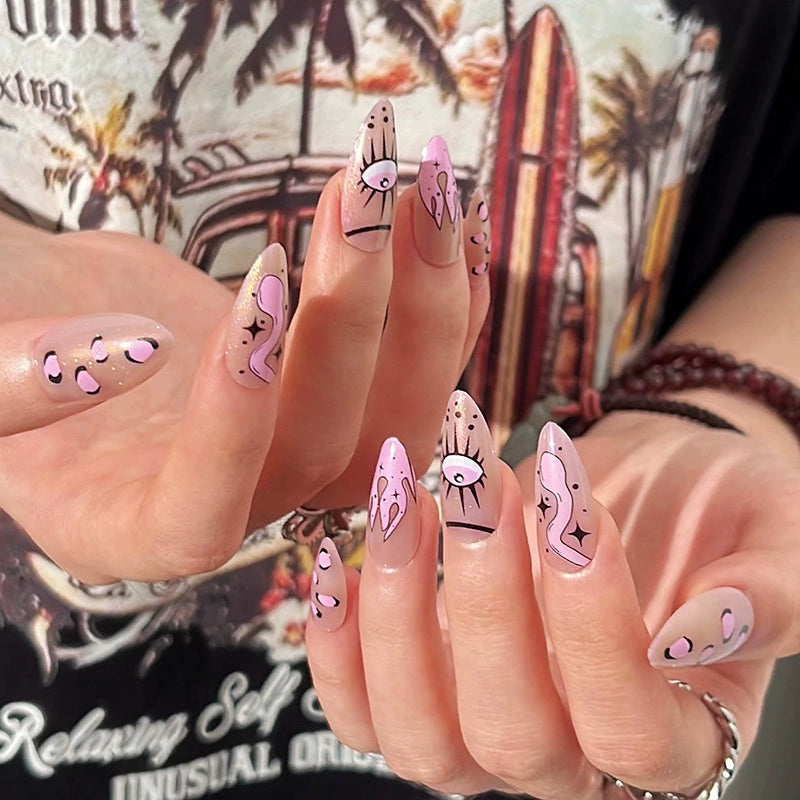 (Hand-made nail) super long hot girl wears nail chips, glitter nail patches, fake nail stickers, and finished products, sexy and exaggerated, European and American style wearables