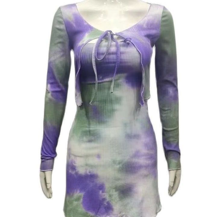 Fashion women's wear  New Fall Women's Clothing Ins Knotted Short Outerwear Bra Top Waist-Tight Hip-Wrapped Dress Suit