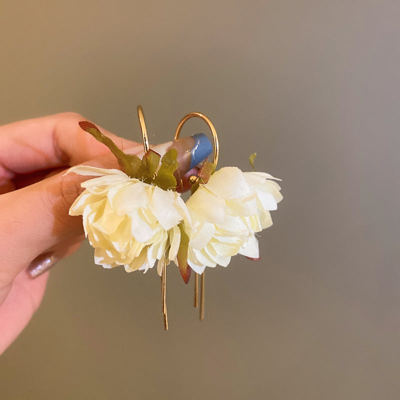 银针花朵珍珠流苏耳环时尚个性设计感耳钉小众优雅高级感耳饰批发
