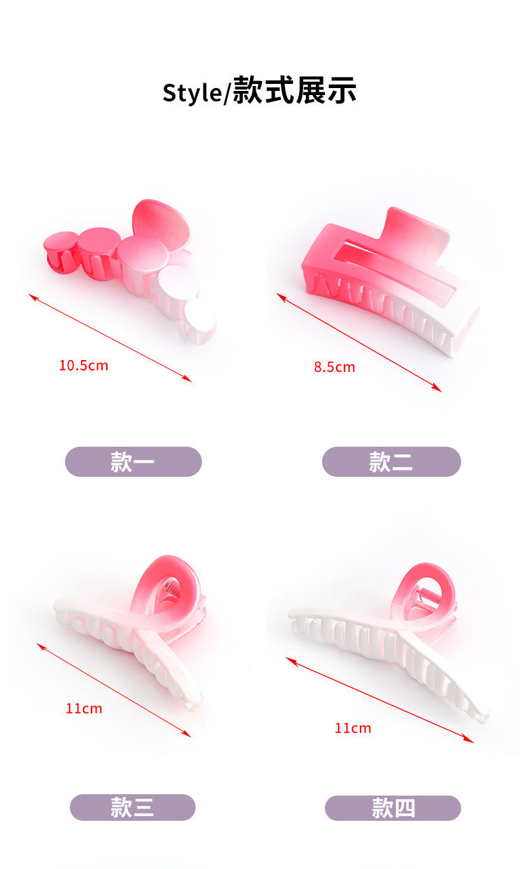 Gradually Varied Pink 8-Piece Set Barrettes Women's Classic Style Shark Clip Accessories Large Hair Volume