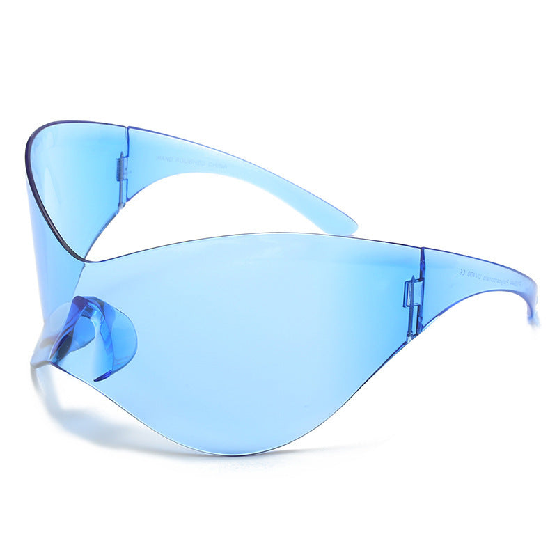 Women's fashion glasses 2023欧美大框太阳镜女潮Y2K千禧无框骑行墨镜男款跨境亚马逊爆款