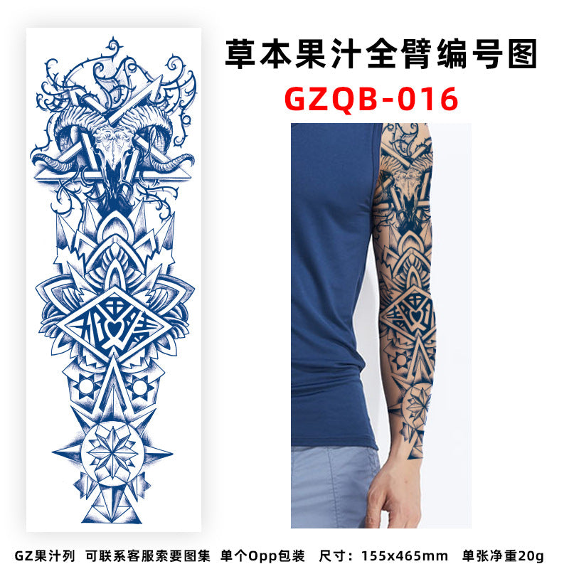Free shipping Tattoo Factory in Stock Wholesale Herbal Juice Full Arm Tattoo Sticker Waterproof Sweat-Proof Imitation Tattoo Semi Permanent Tattoo Sticker