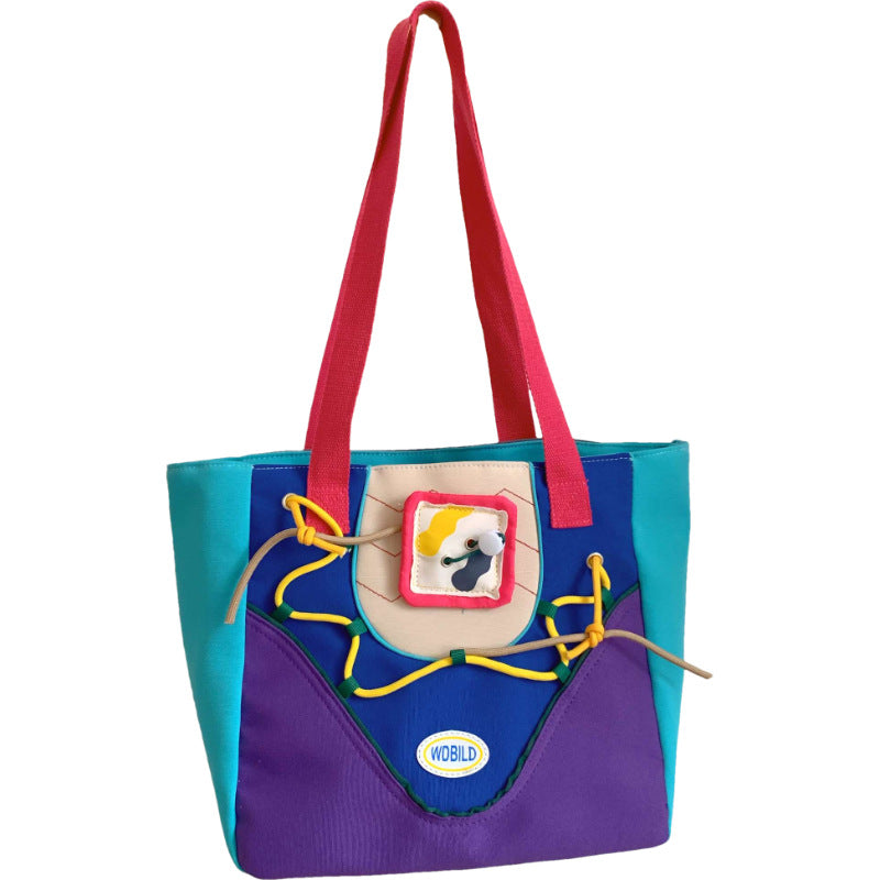 Dopamine Bag Free shipping Tattoo Dopamine girl contrasting color handbag retro original fashion versatile shoulder bag high value large capacity tote bag