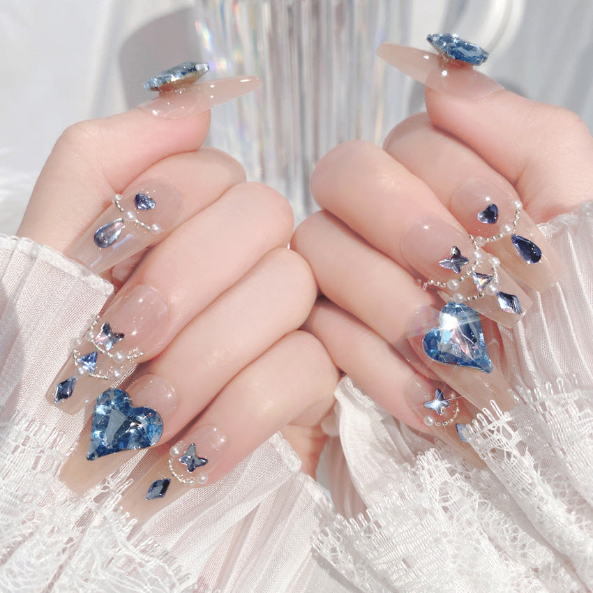 Fashion  nail New Nail Beauty Wear Nail Ins Advanced Pure Desire Wind Nail Patch Finished Product Wear Nail Diamond Nail Stickers U17