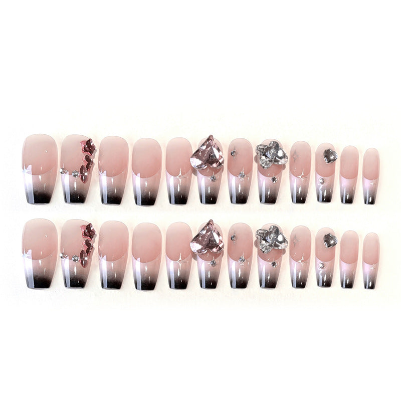 Fashion  nail New Nail Beauty Wear Nail Ins Advanced Pure Desire Wind Rhinestone Nail Patch Wear Nail Diamond Nail Stickers U1