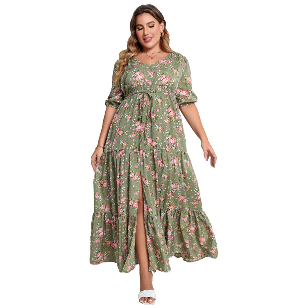 Fashion women's wear 2024 plus Size Women's Clothing Summer New Bohemian Print Loose Dress Sq0217