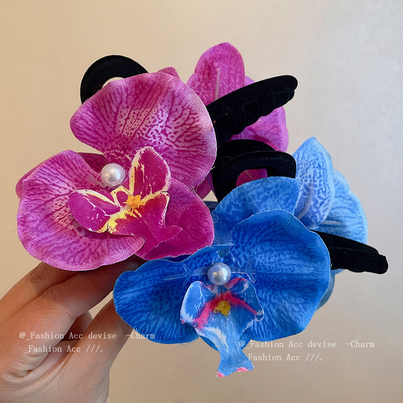 植绒花朵珍珠几何发夹森系甜美高级感抓夹小众百搭鲨鱼夹发饰批发