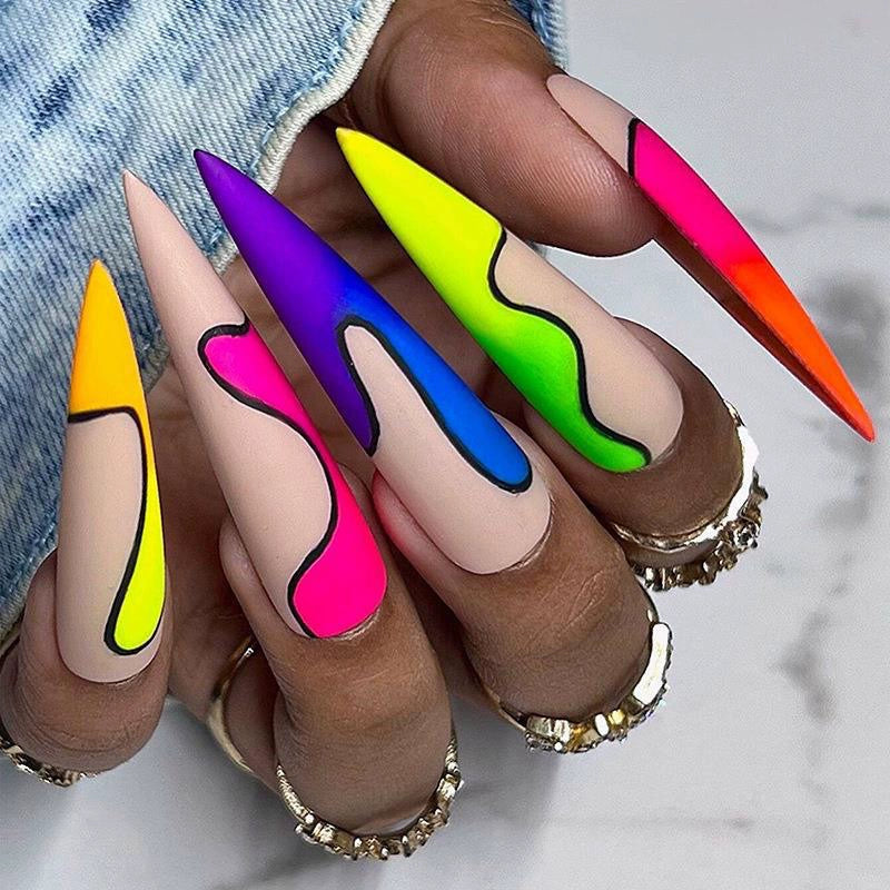 (Hand made nail) Kardashian, European and American Spicy Girl, Little Red Book, Dark Super Long, Internet Celebrity Cross border Nail Art, Detachable and Reusable Nail