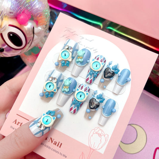 Fashion  nail New Dopamine Salt Sweet Devil Monster Children's Fun Manicure Fake Nails Removable Patch Finished U20