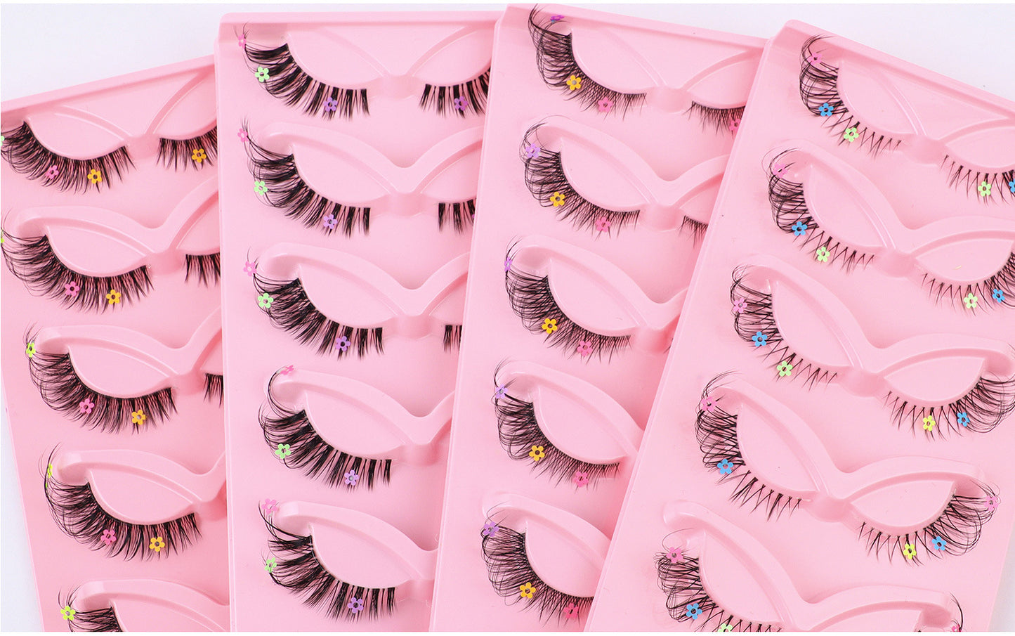 5 pairs of Fox Tie transparent stem false eyelashes naturally cute colorful flower sequin false eyelashes