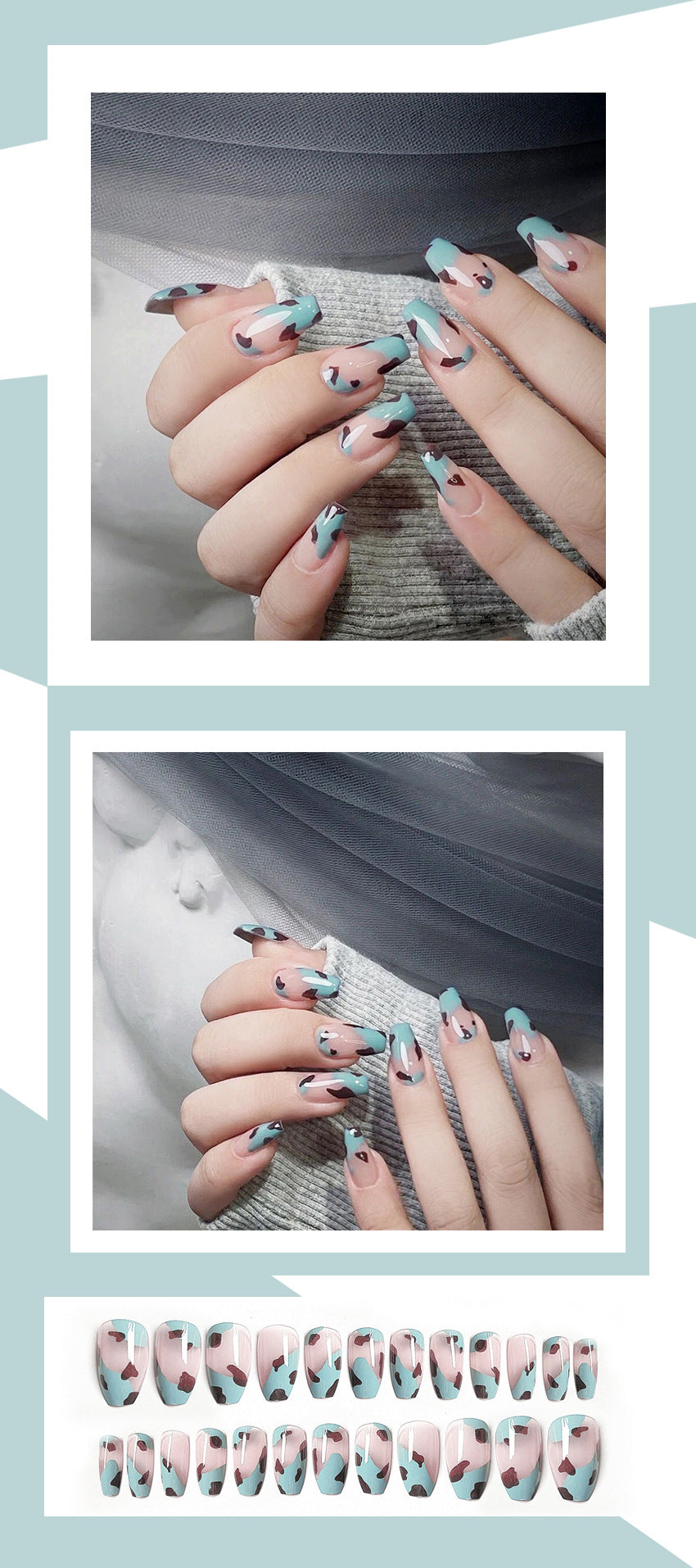 Fashion  nail Wearable Nail Sticker Chessboard Grid Wearable Nail Piece Nail Shaped Piece Removable Nail Patch Finished Product Y12