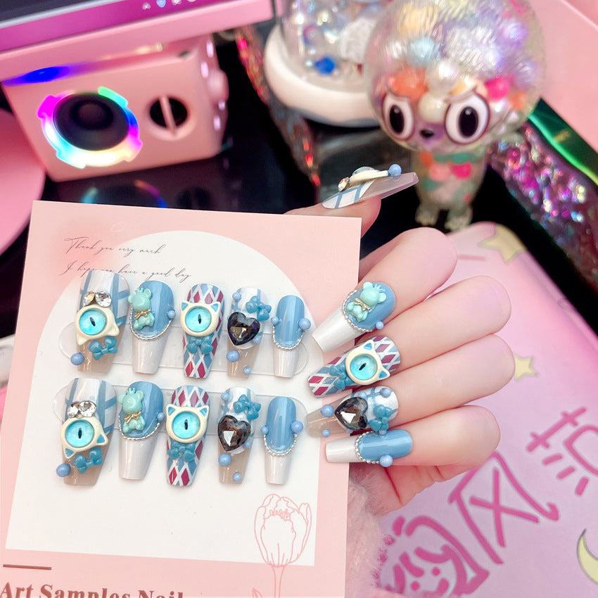 Fashion  nail New Dopamine Salt Sweet Devil Monster Children's Fun Manicure Fake Nails Removable Patch Finished U20