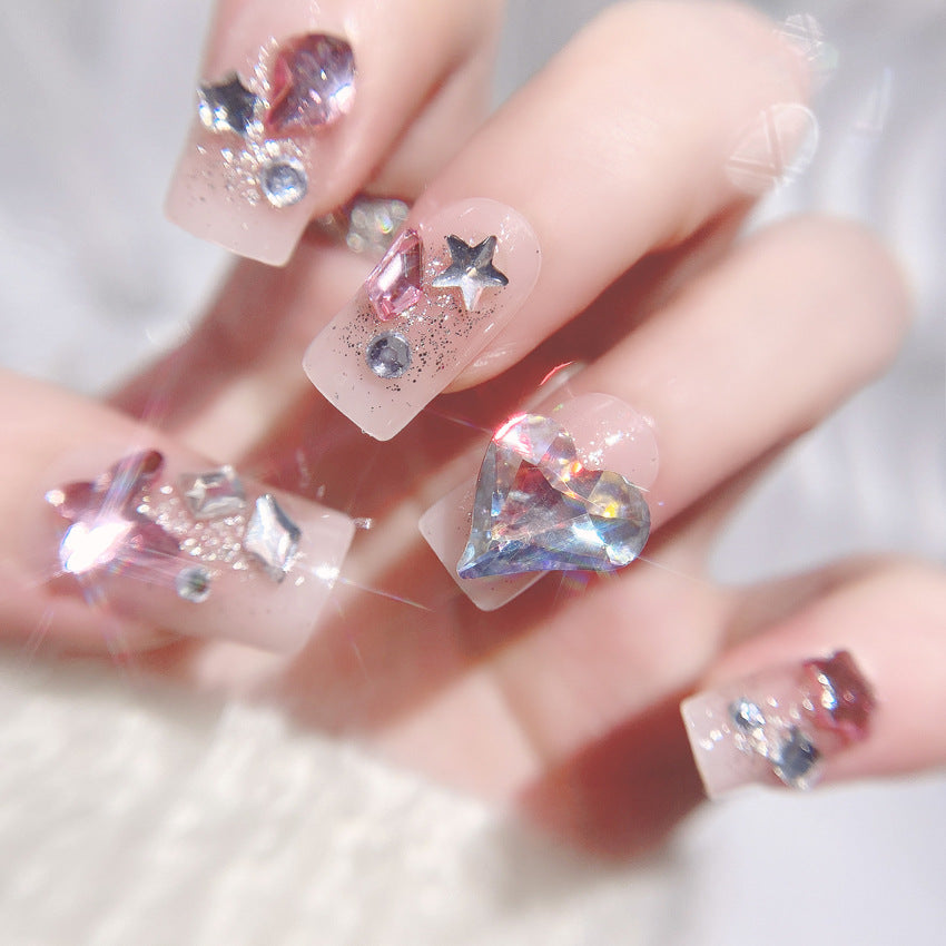 Fashion  nail Handmade Manicure Wear Nail Ins Advanced Pure Desire Wind Rhinestone Nail Patch Wear Nail Diamond Nail Stickers U12
