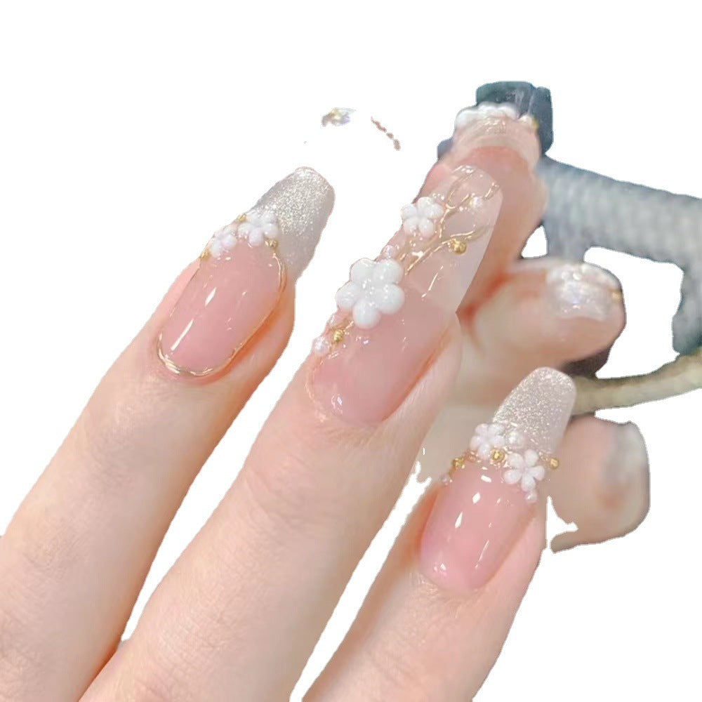 (reusable nail)【 Yihe 】 Hot selling cat eye flower fake nail patches Wearing nail patches Finished nail patches 10 nail patches