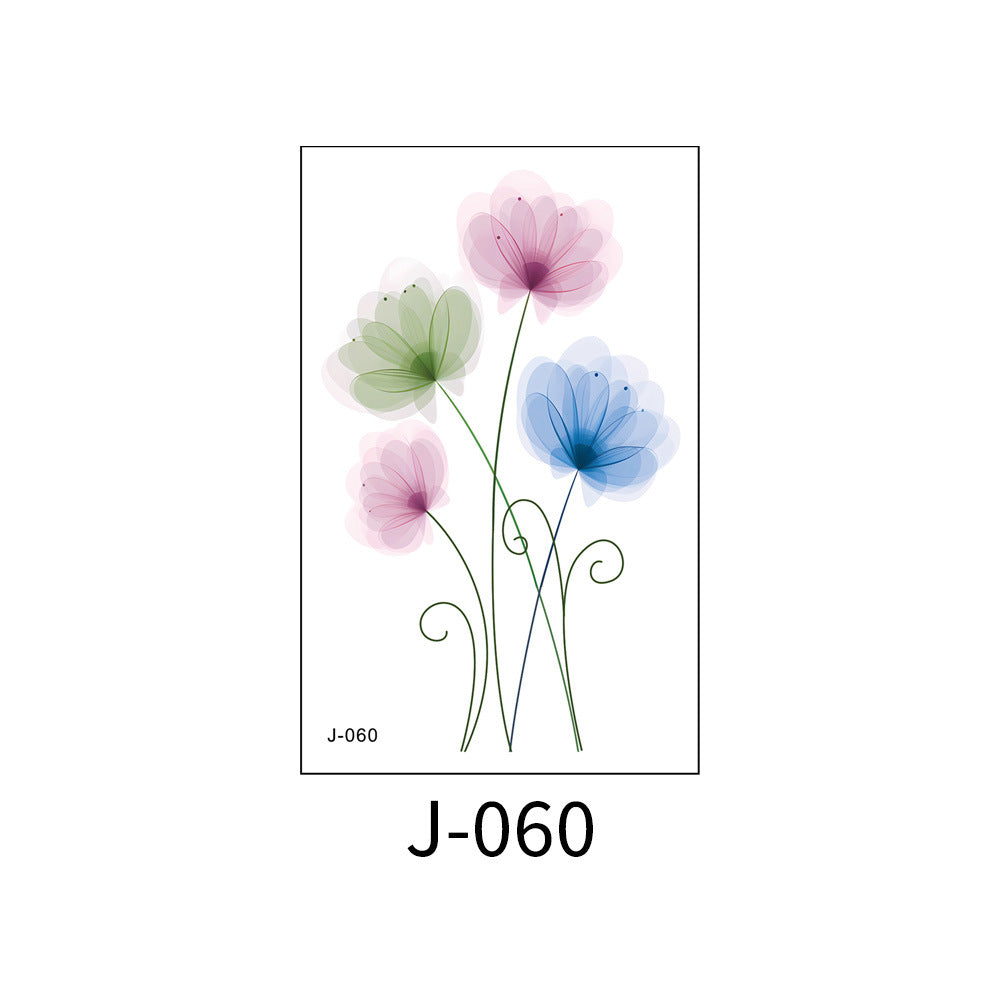 Free shipping Tattoo Colorful Flower Tattoo Sticker Disposable Waterproof Hand Back Clavicle Chest European and American Scar Covering Fresh Tattoo Sticker Paper