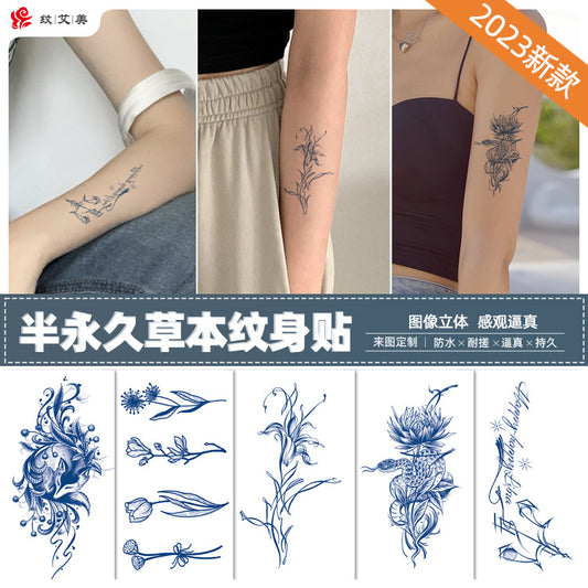 Free shipping Tattoo New Small Picture Tattoo Sticker Herbal Juice Tattoo Ins Fresh Semi-Permanent Tattoo Sticker Waterproof Sweat-Proof Stickers