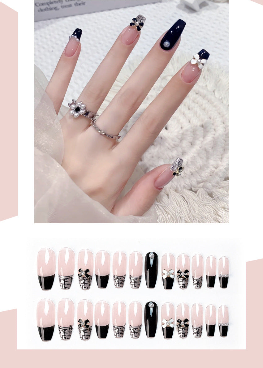 Fashion  nail Autumn and Winter Classic Style Minimalist Bowknot Finished Nail Beauty Wear Fake Nails Removable Nail Tip Wear Armor X97