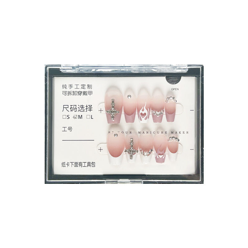 纯手工甲穿戴甲纯欲指甲贴片甜酷美甲片y2k 假指甲渐变美甲贴成品