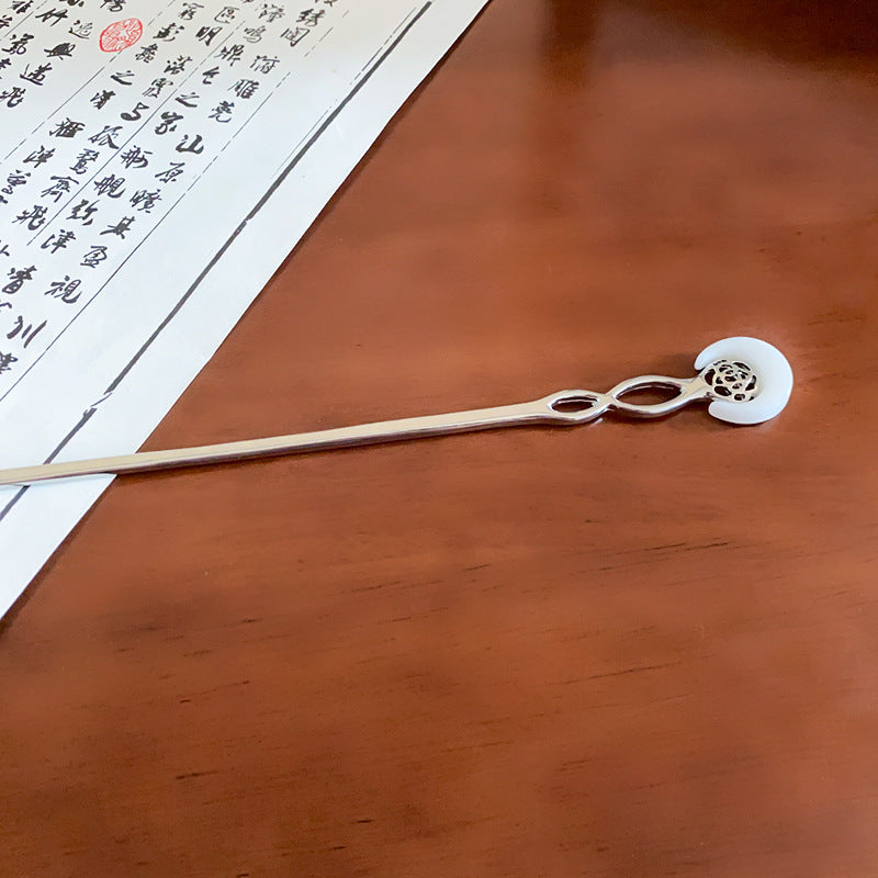 头饰发簪新中式月亮花朵珍珠发簪复古小众气质盘发发杈古风百搭发饰批发女