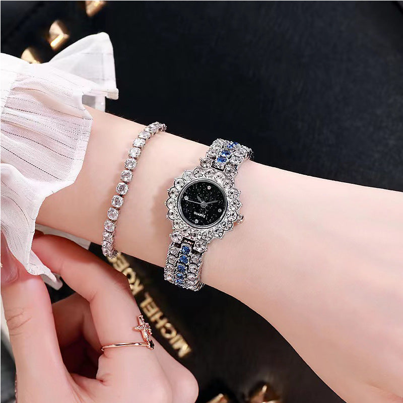 Fashion women's watchStarry round Cross-Border E-Commerce Gem Series Small Green Watch Women's Watch Bracelet Watch Starry Sky Plate Trending on TikTok Pack
