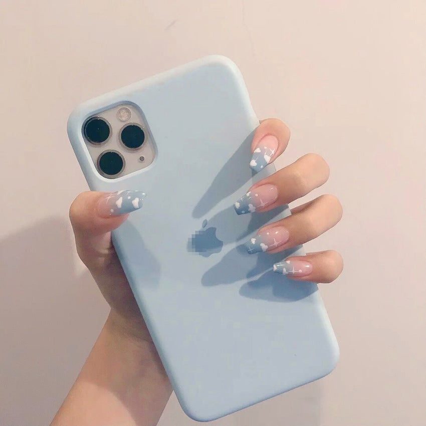 Fashion  nail Wear Armor Nail Stickers Nail Patch Fake Nails Removable White Clouds Nail Tip Nail Sticker X9