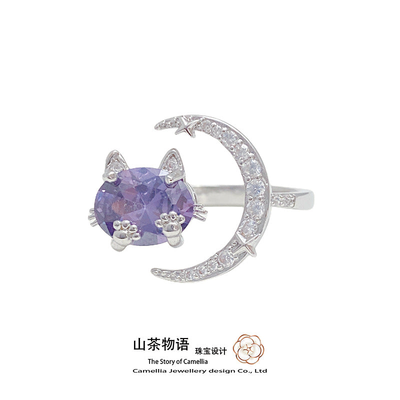Camellia小众兔子小动物戒指 少女百搭个性设计镶锆时尚手饰批发