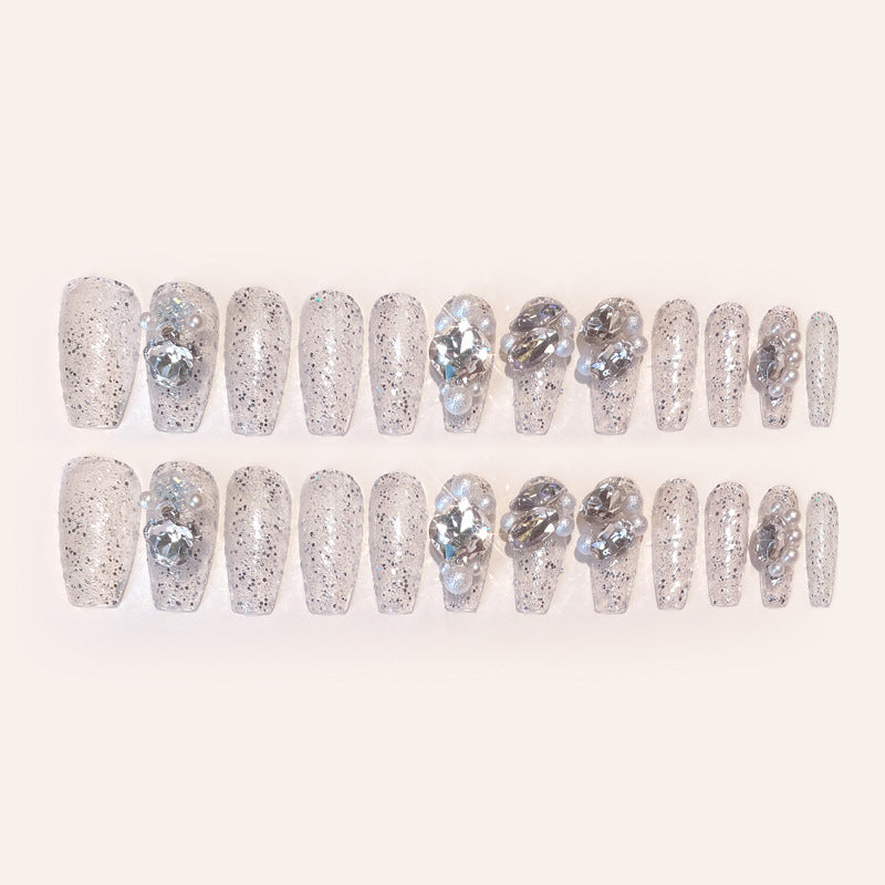 Fashion  nail Internet Celebrity Rhinestone Manicure Wear Nail Ins Advanced Pure Desire Wind Nail Patch Wear Nail Diamond Nail Stickers U5