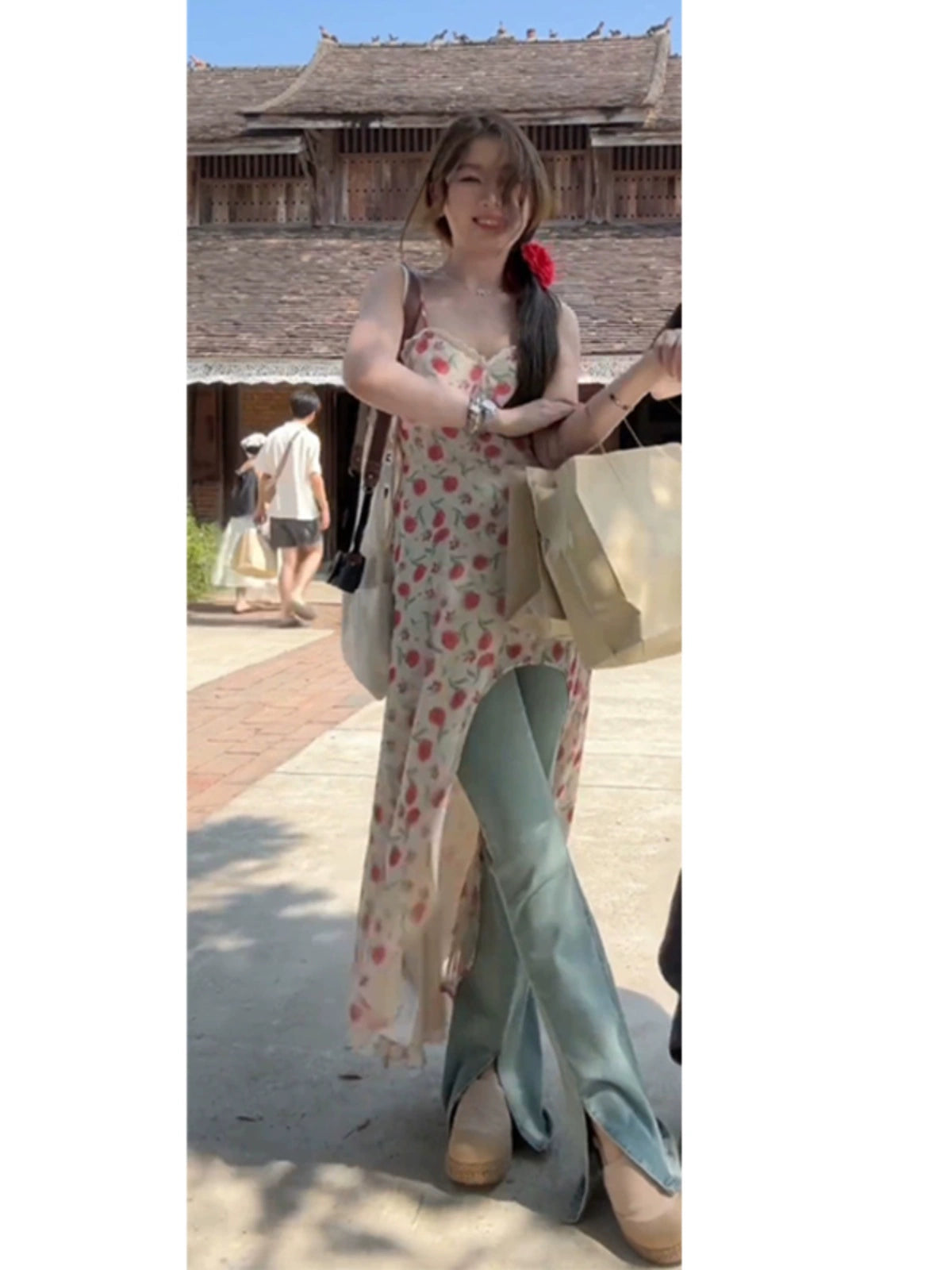 Fashion women's wear Summer High-Grade Floral Strap Dress Women's Dress Women's Dress 2024 Summer New Irregular Long Dress Spring and Summer