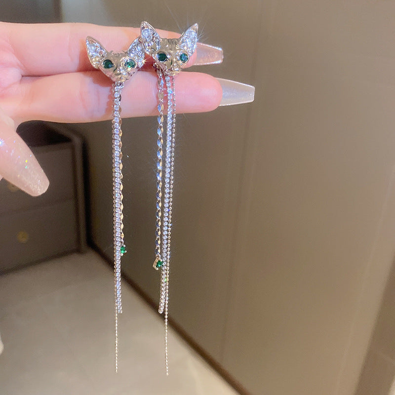 银色三层几何流苏耳夹小众时尚冷淡风耳环轻奢百搭高级感耳饰批发