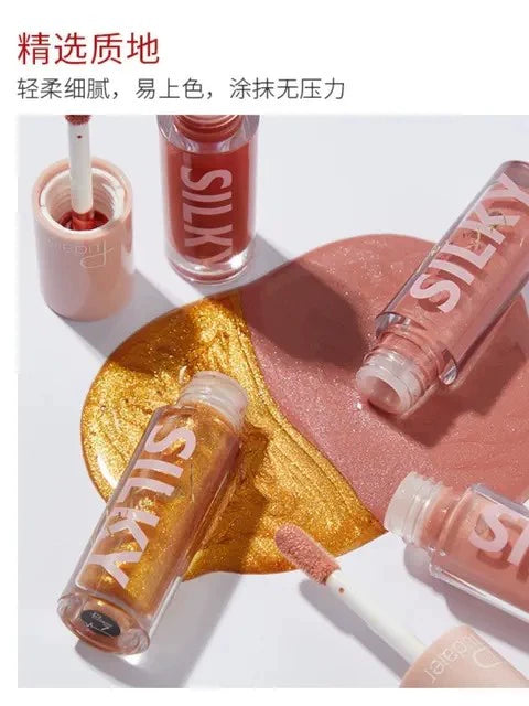 欧美风水光镜面口红唇釉珠光带细闪口红不掉色不沾杯不脱色唇蜜唇彩妆
