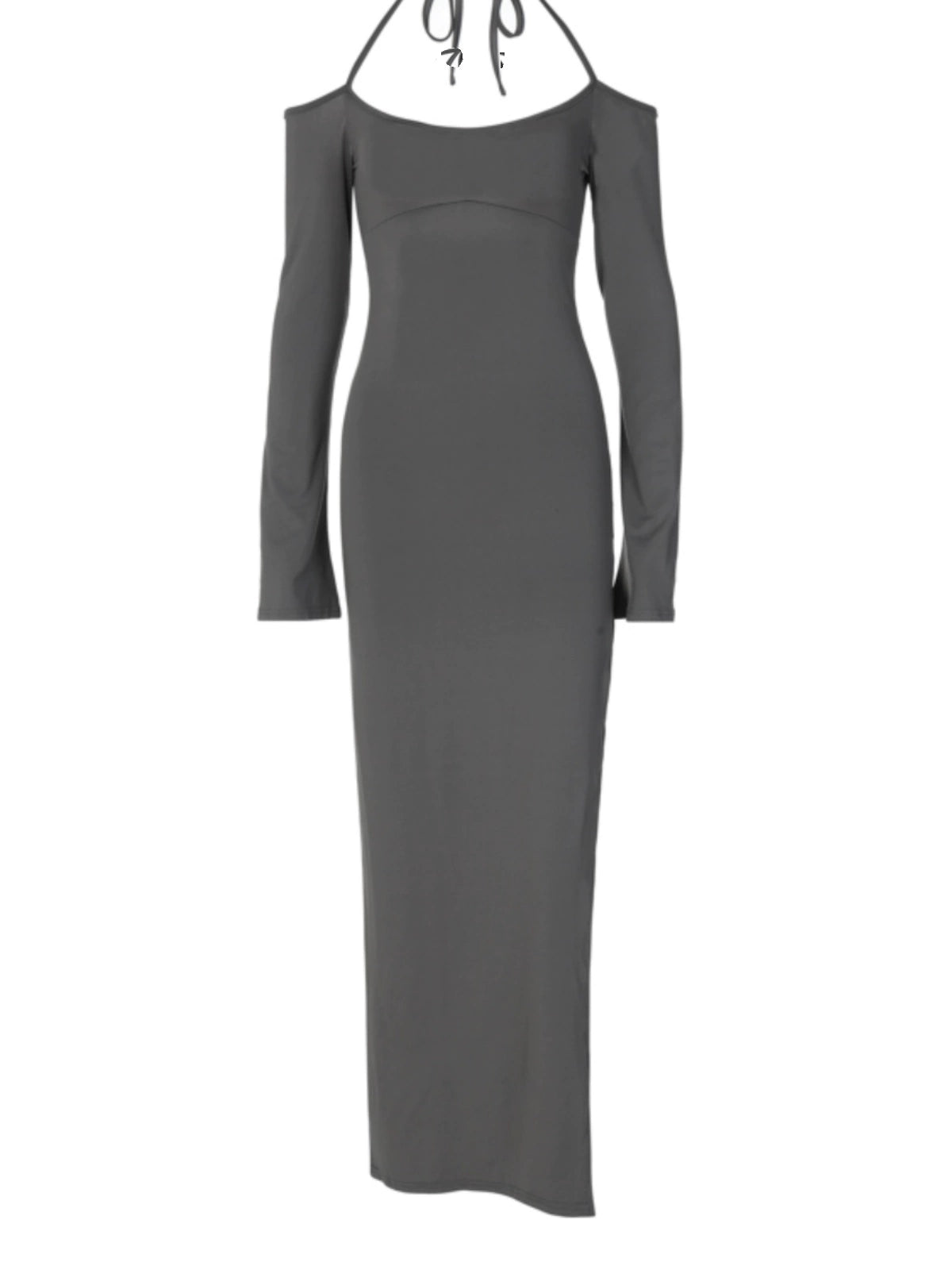 Fashion women's wear Slimming off-Shoulder Long Sleeve Halter Dress Early Autumn New Hot Girl Sexy Backless Sheath Split Dress Fashion