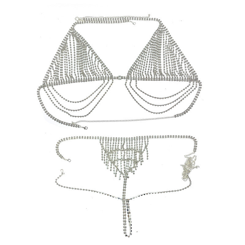 Fashion jewelry Amazon new exaggerated sexy rhinestone body chain fashion stage party dress beauty body chain