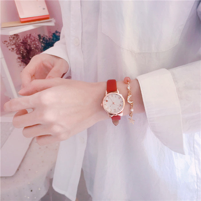 Fashion women's watchNew Ins Women's Watch Lovely Female Student Quartz Watch Xingyue Bracelet Watch Combination Suit Generation