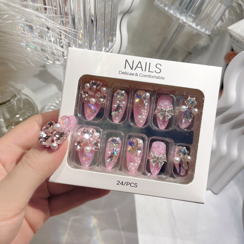 Fashion  nail New Rhinestone Manicure Wear Nail Ins Advanced Pure Desire Wind Nail Patch Wear Nail Diamond Nail Stickers U2
