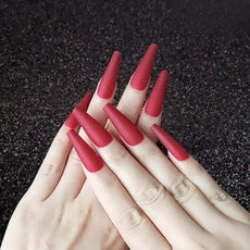 (Hand-made nail) Spice girl Europe and America, dark and long manicure nail, ballet nail, flat head, white, fake nails, wearing beautiful patch, finished product.