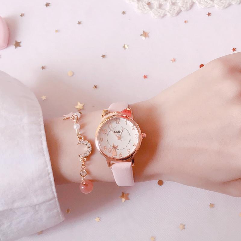 Fashion women's watchChildren's Watch Waterproof Drop-Resistant Girls Primary and Secondary School Students Korean Cute Girl Pointer Cartoon Quartz Watch