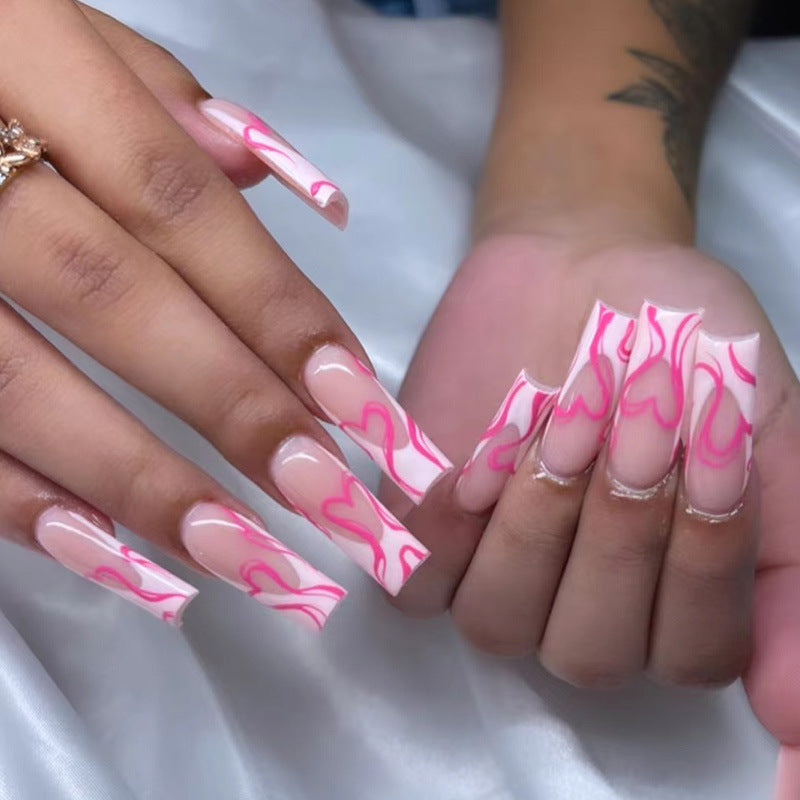 欧美桃心穿戴甲不规则nails 跨境美甲片外贸假指甲长芭蕾美甲贴片