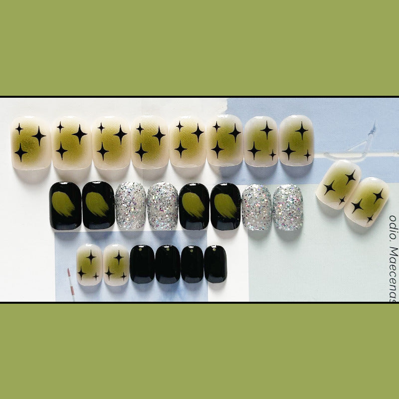 青提汽水穿戴甲酷飒指甲贴片细闪美甲片新款假指甲美甲贴片成品甲