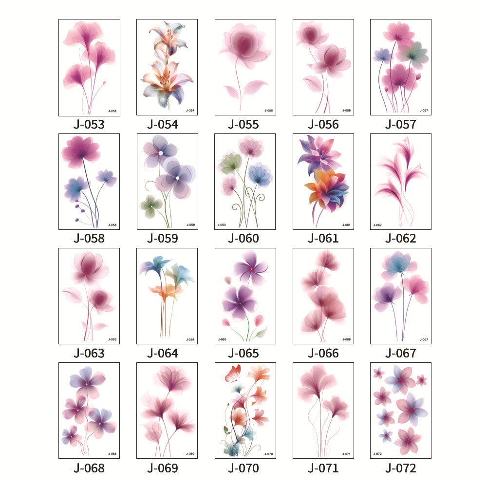 Free shipping Tattoo Colorful Flower Tattoo Sticker Disposable Waterproof Hand Back Clavicle Chest European and American Scar Covering Fresh Tattoo Sticker Paper