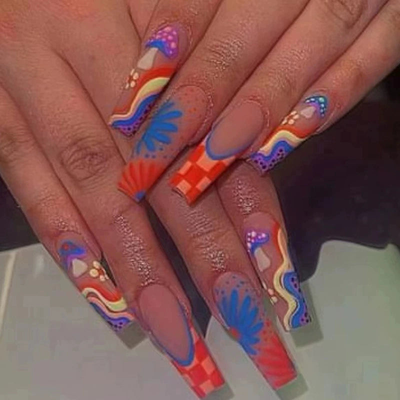(Hand-made nail)美甲贴片nails穿戴甲长款欧美假指甲美甲贴片穿戴甲甲片成品