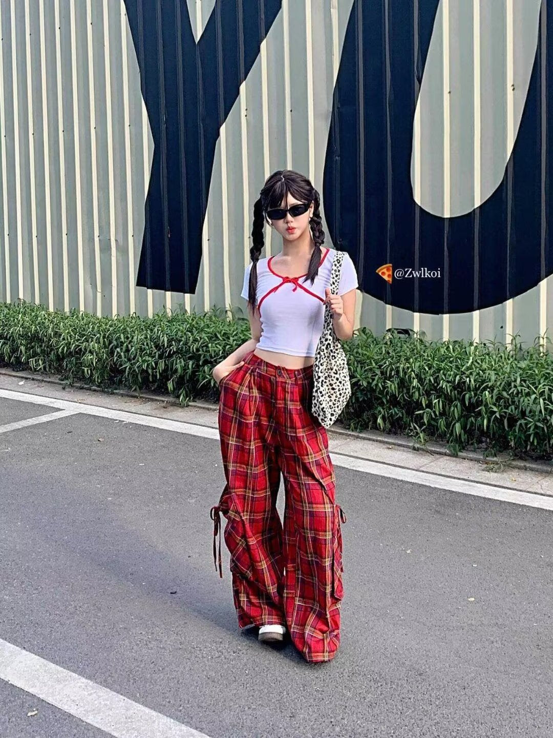 Free shipping retro dopamine plaid yellow pants women's loose bf lazy style thin pear figure casual trousers pants